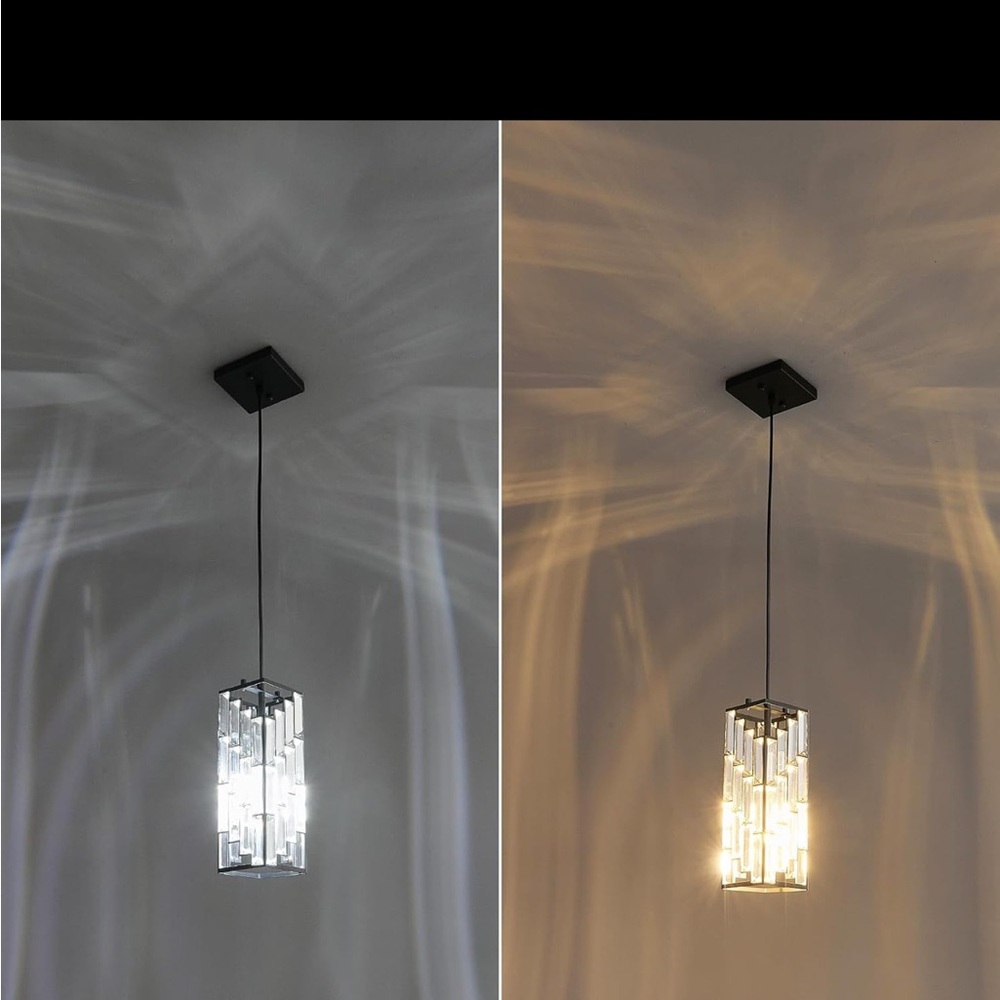 Modern Crystal Pendant Light Set of 3 – Black & Clear Glass - Picture 4 of 5